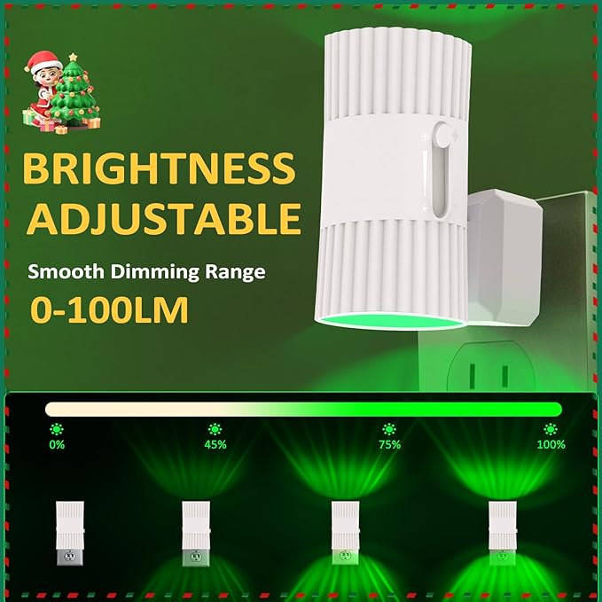 LED Night Lights Plug into Wall, Dusk to Dawn Sensor 7-Colors RGB Plug in Night Light, 90° Rotatable Modern NightLights 0-100LM Dimmable Nightlight for Christmas Bedroom Bathroom Hallway Stair, 2 Pack