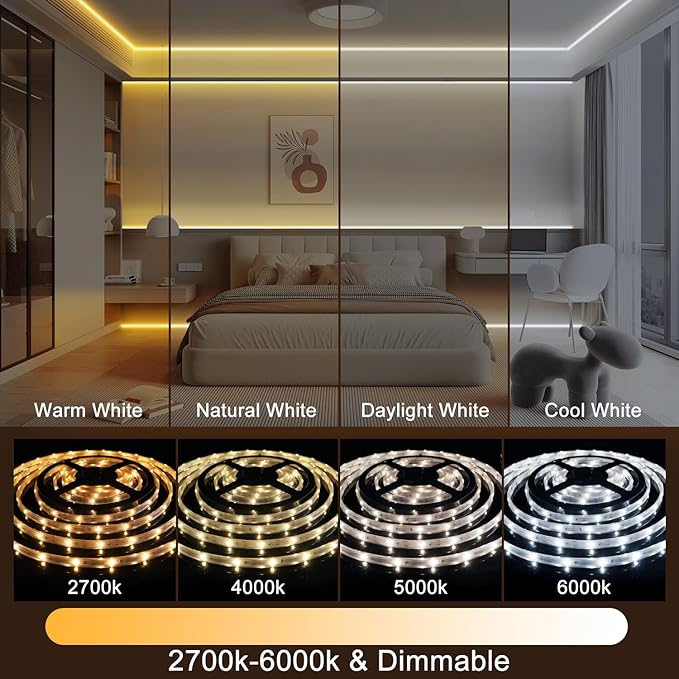 OMIKA 16.5ft 150LEDs Outdoor Battery Powered LED Strip Lights, 2700K-6000K Dimmable USB & Battery Powered LED Strip Lights with Remote, Timer,Waterproof, Cuttable for Kitchen,Deck,Roof,Garden,Pool