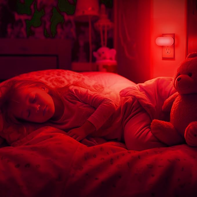DORESshop Red Night Lights Plug into Wall, 4 Pack Dimmable Night Light for Kids, 1W Led Night Light for Bedroom, Kids Room