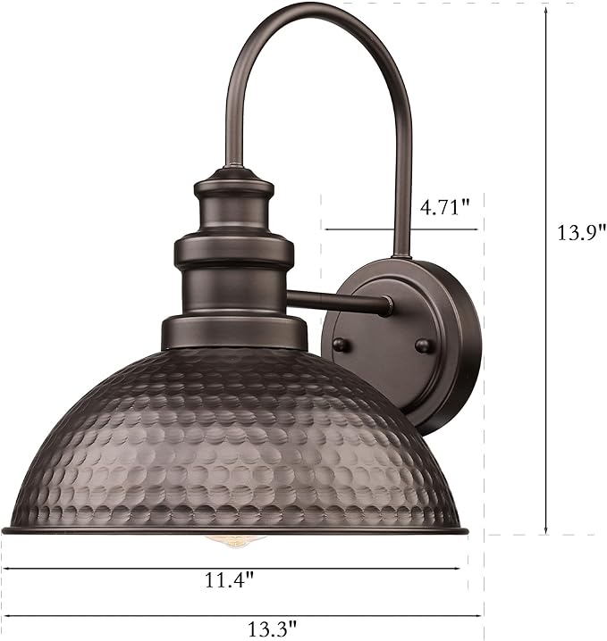 Outdoor Barn Lights, Farmhouse Exterior Wall Mount Lighting, Anti-Rust Waterproof Industrial Outside Wall Sconces for House Porch Patio Garage Yard, fit with E26 Socket(Oil-Rubbed Bronze, 3 Pack)
