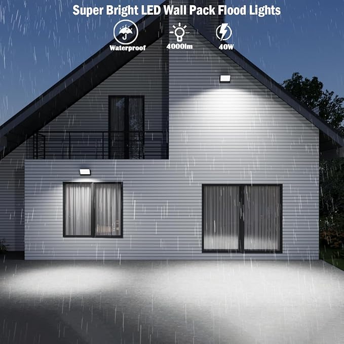 Motion Sensor Outdoor Wall Pack Lights,40W Acrylic LED Porch Lights 360 °Rotation,Waterproof 5000K/4000K/6000K Exterior Flood Wall Sconce Light for Garage