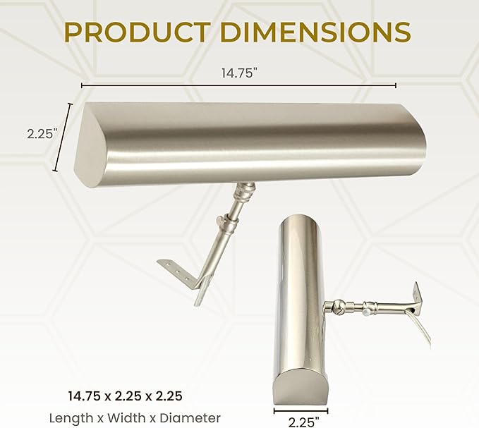 Royal Designs, Inc. Plug-in Picture Light, Gallery Lighting, 12 ft Cord with in-Line Hi/Low/Off Switch, PLP-2014-14-BN-2, Brushed Nickel, 14.75 Inches, Pack of 2
