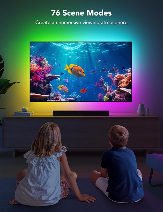 Govee TV LED Backlight Strip, RGBIC Smart LED Backlight for 40-50inch TVs, Music Sync, Wi-Fi Bluetooth & App Control, Works with Alexa & Google Assistant, 77 Scene Modes, Adapter