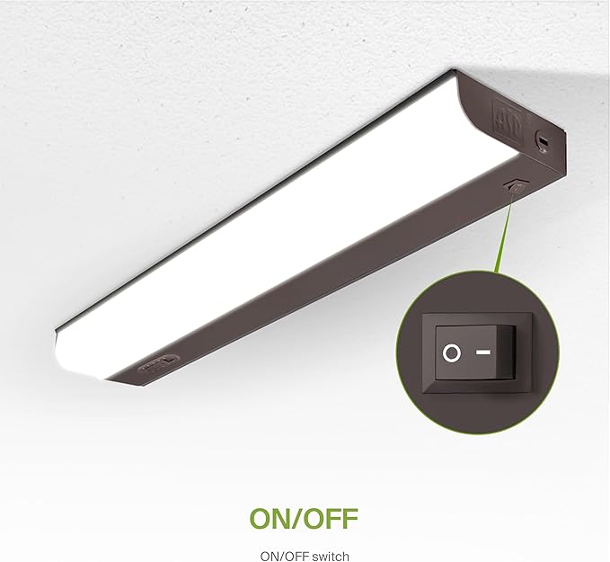 ASD 18 Inch Hardwired LED Under Cabinet Light, On/Off & 5CCT Switch 2700K-5000K, 10W 807LM CRI90+, Direct Wire Low Profile Linkable Fixture, Dimmable Under Counter Kitchen Lighting, Bronze, UL