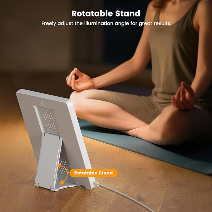 Light Therapy Lamp - 10000 Lux, 3 Light Colors, USB-Powered, Slim Design with Memory Recall, Adjustable Brightness Desk Lamp for Office, Home, or Travel.