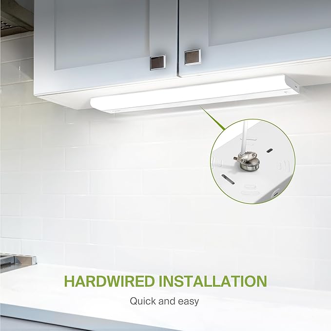 ASD 40 Inch Hardwired LED Under Cabinet Light, On/Off & 5CCT Switch 2700K-5000K, 20W 1814LM CRI90+, Direct Wire Low Profile Linkable Fixture, Dimmable Under Counter Kitchen Lighting, White, UL