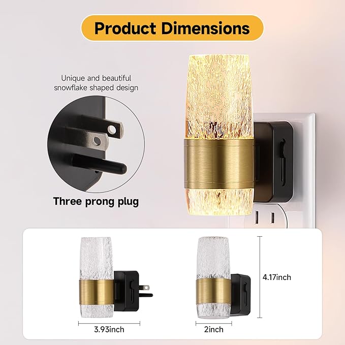Night Lights Plug into Wall,Dimmable LED Night Light with Dusk to Dawn Sensor Auto On/Off,1-Pack,3000K Warm White,Acrylic Modern Sconce for Hallway, Bathroom, Bedroom