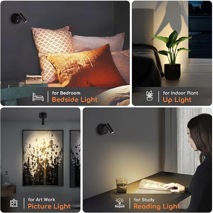 Wireless Spot Lights Indoor with Remote Up Lights Indoor Picture Light Battery Operated Spotlights with Timer Dimmable Accent Uplighting Indoors Stick on Wall Light for Plant Artwork, 1 Pack