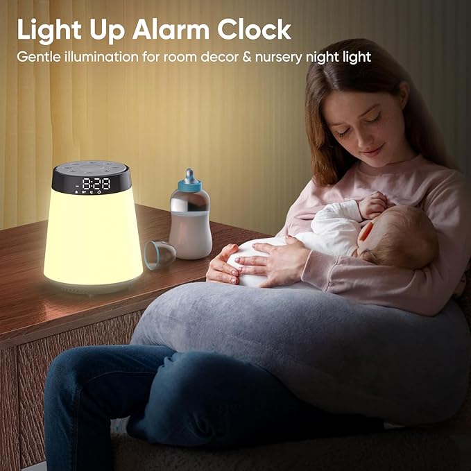 Sunrise Alarm Clock with Wake Up Light & White Noise Machine - 21 Soothing Sounds, 12 Color Dimmable Night Lights, Bluetooth Speaker, Digital Clock for Heavy Sleepers Adults/Kids