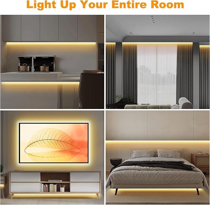Smart White COB Led Strip Light with App and Remote, 16.4ft 3000K Bright Warm White WiFi COB Light Strip Compatible with Alexa Google, Dimmable Indoor Led Lights for Mirror, Cabinet, Kitchen