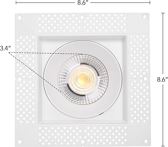 Maxxima 6” Trimless Ultra-Thin Square Recessed Anti-Glare LED Downlight, Canless IC Rated, 1800 Lumens 5 Color Temperature Selectable 2700K/3000K/3500K/4000K/5000K Dimmable, 90 CRI, J-Box Included