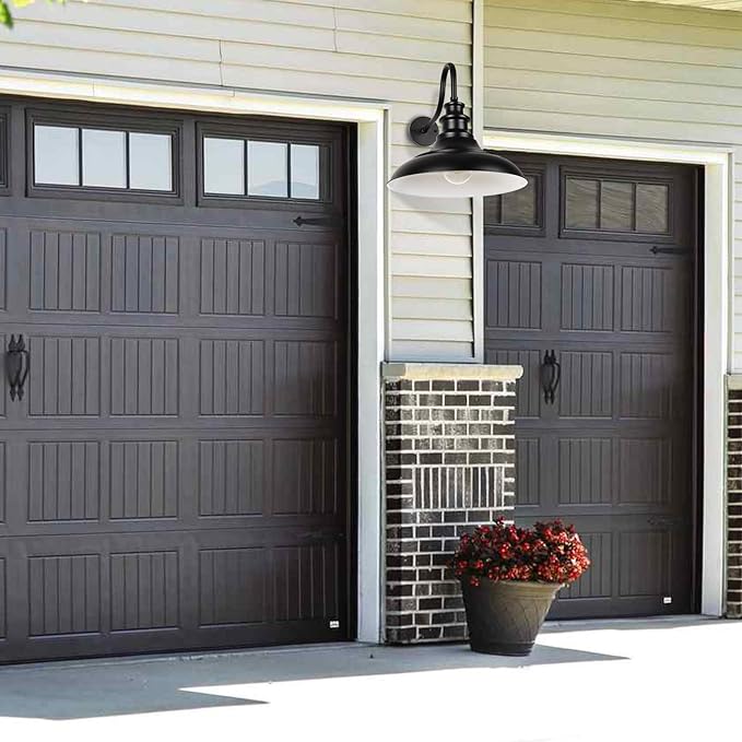 Exterior Farmhouse Barn Light, 16 Inch Vintage Outside Garage Light Fixtures, 2PCS Anti-Rust Waterproof Outdoor Light for Patio Frontdoor Entryway Doorway, Matte Black