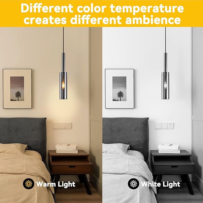 Crystal Pendant Light, Modern Kitchen Light Fixtures Mini Pendant Lights Industrial Pendant Lighting for Kitchen Island Dining Room Bedroom Entryway, Smoky Gray(3 Pack)