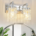 Bathroom Vanity Light 2-Light Modern Vanity Light with Crystal Glass Shade Chrome Bathroom Light Fixtures Over Mirror Crystal Vanity Lighting Fixtures