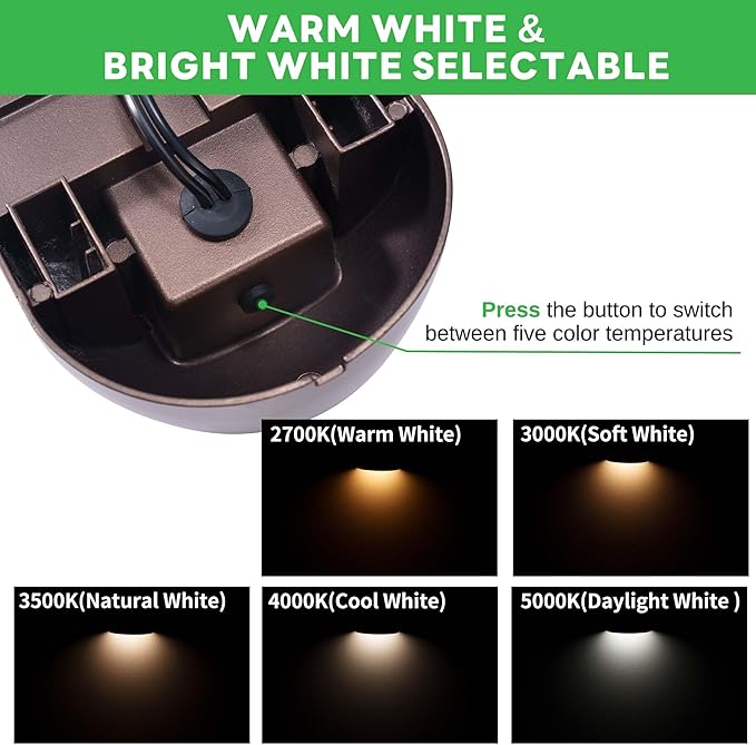 LED Deck Lights - Outdoor Landscape 12V Waterproof Lighting, Low Voltage Step Lights, Warm White & Cool White Adjustable Wired Aluminum Oil-Rubbed Bronze for Wall Stair Yard 8 Pack
