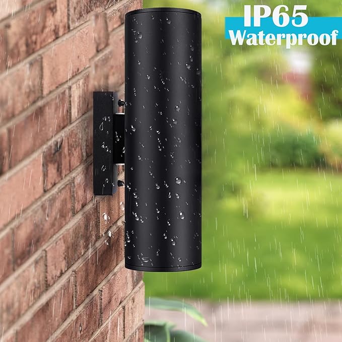 Up Down Outdoor Wall Lights, Remote Control RGB Color Changing RGBCCT Exterior Lighting - 2 Light Bulbs A19 Included, Smart Wall Lights for House, Porch and Garage [ETL Listed] (2 Pack)
