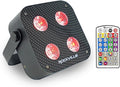 Rockville Mini IR4 Black LED Wash Light, RGBWA+UV, Compact, App Control, LCD, Wireless DMX, Remote, Rechargeable, Perfect for DJ & Event Lighting