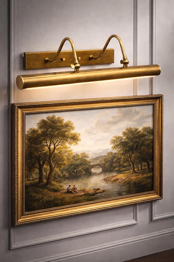 Luminaire Raw Brass Modern Painting Light - Vintage Vanity Dimmable Artwork Lighting Canvas - 270° Movable Sconce Framed Artwork, Wall Lighting for Picture Wall Light (Black Brass)