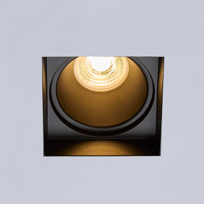 Maxxima 2” Trimless Ultra-Thin Recessed Anti-Glare LED Downlight Canless IC Rated 600 Lumens 5 Color Temperature Selectable 2700K/3000K/3500K/4000K/5000K Dimmable 5 CCT Black Square Slim J-Box Incl