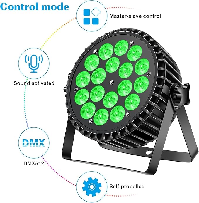 Par Lights LED Stage Lights, U`King 18x12W RGBW 4-in-1 Uplights Stage Lighting Effect by DMX and Sound Activated Control Wash Light for Wedding Parties Church Club DJ Live Show (8 Packs)