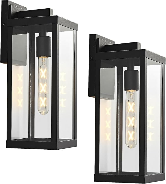 Black Outside Lights for House 15" H Outdoor Wall Sconce Waterproof Large Exterior Light Fixtures for Garage, Doorway, Porch, Patio, 2 Pack