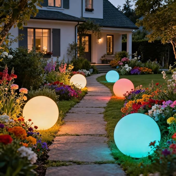 20-inch Large LED Globe Orb Light, Rechargeable LED Ball Light, Dimmable 16 RGB Colors Globe Floor Lamp w/Remote, Indoor/Outdoor Waterproof Glowing Orb Mood Lamp for Home Garden Patio Party