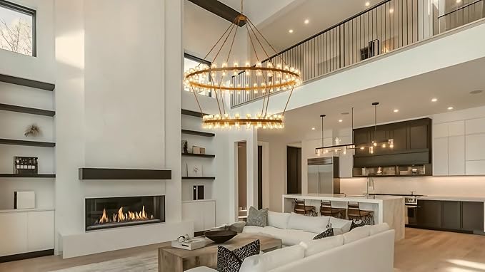 70 Inch Gold Wagon Wheel Chandelier with Crystal Shade, 2 Tier 120 Lights, Modern Farmhouse Style, Ideal for Dining Room, Kitchen, Entryways
