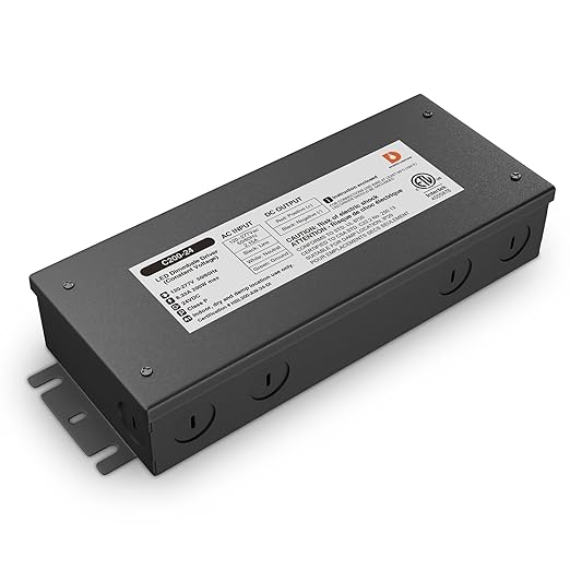 Dysmio 24V DC LED Driver 200W - Quiet, Dimmable Electronic Power Supply for LED Strip Lights - Compatible with Lutron, Leviton Dimmer
