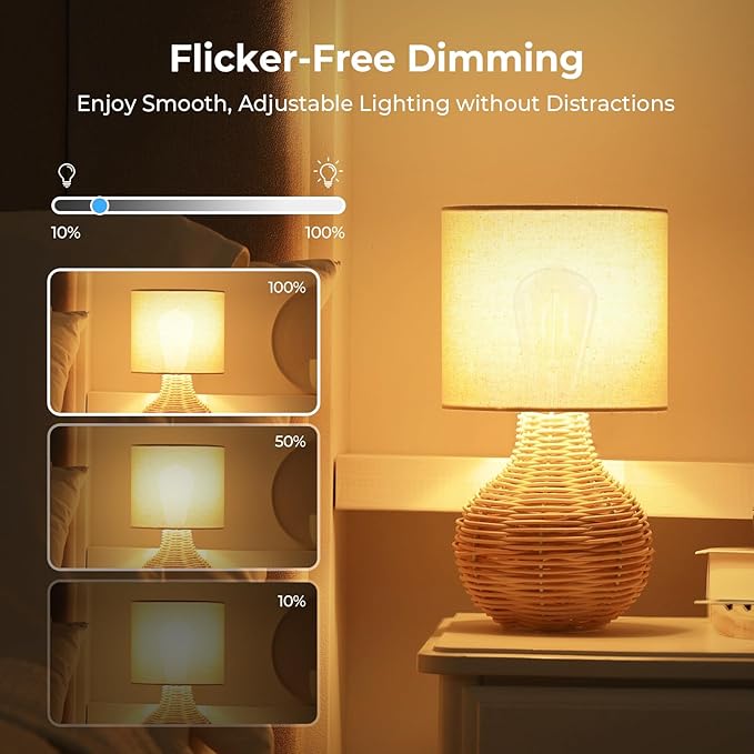 Dimmable Edison Bulbs, 2700K Warm White, 6W Equivalent to 60 watt E26 LED Bulb, ST58 Vintage Light Bulbs, 600LM, 90+ CRI, E26 Base, Clear Glass, 6 Pack