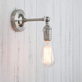 PERMO Vintage Industrial Pole Wall Mount Mini Single Sconce Metal Wall Sconces Fixture (Brushed)