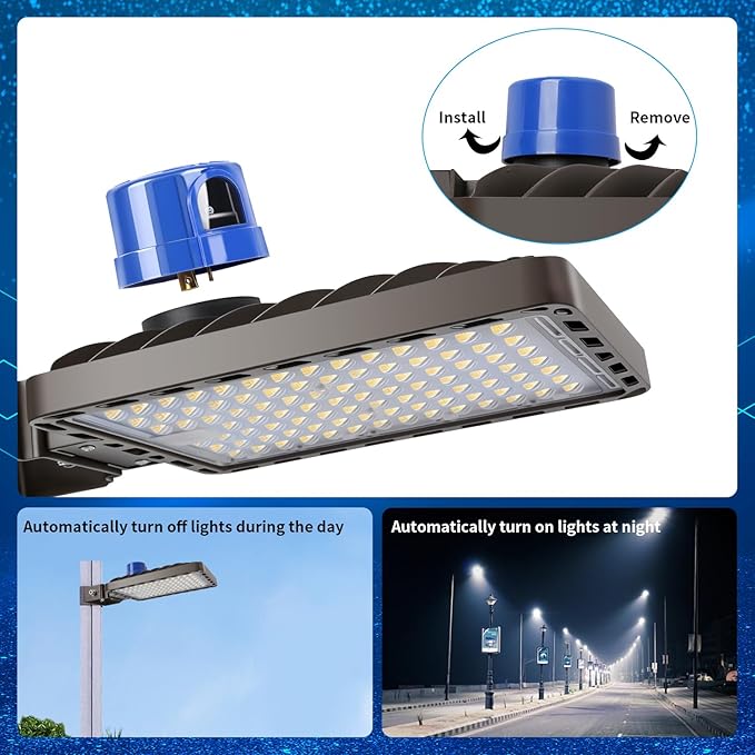 Juyace 240W LED Parking Lot Light Trunnion Bracket Yoke Wall Mount t Dusk to Dawn Outdoor Lighting Exterior Flood Commercial Outside IP65 Waterproof 100-277V Security Area 4 Pack
