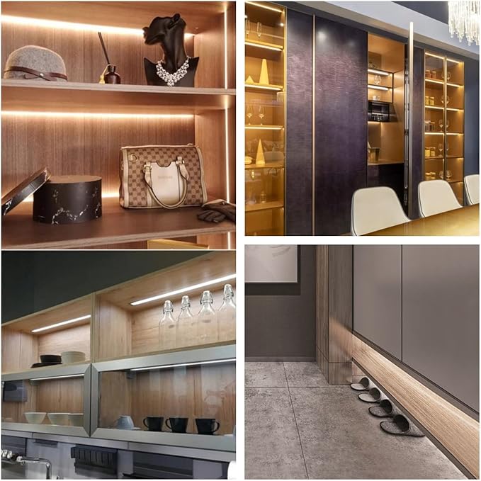 6 Pack 3.3ft/1M Under Cabinet Light, Invisible Recessed YW-Shape LED Aluminum Channel System with Milky Cover& End Caps, Suitable for 6mm LED Strip Light Installations