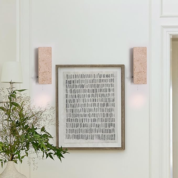Alabaster Wall Sconce, Yellow Natural Stone Wall Light,Natural Round Wall Sconce Vanity Light Fixture for Living Room,Modern Wall Light, Marble Lighting for Bedroom, Staircases，Entryway