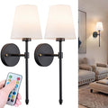 Battery Operated Wall Sconce: Wireless Wall Lights with Magnetic LED Battery Bulb, Easy to Eject Charge, Renter Friendly Wall Lamp for Bedroom Living Room Wall Decor(Black)
