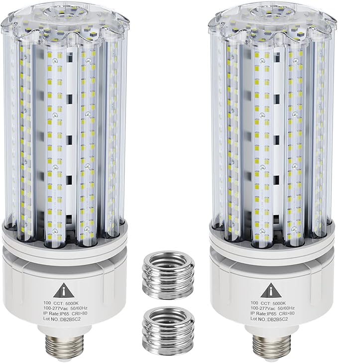 ZP LED Corn Light Bulb 100W Super Bright 15000lm 5000k E26 /E39 Led Corn Bulb, 1000W Equivalent CFL Metal Halogen HID Led Bulb for Outdoor Indoor Area Garage Basement Warehouse (2-Pack)