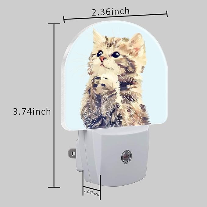 Night Light Plug into Wall Cute Praying Cat Night Light with Dusk to Dawn Sensor Night Light for Kid Girls Boys Women Men Room Decor, Hallway, Kitchen, Bathroom, Nursery, Stairs