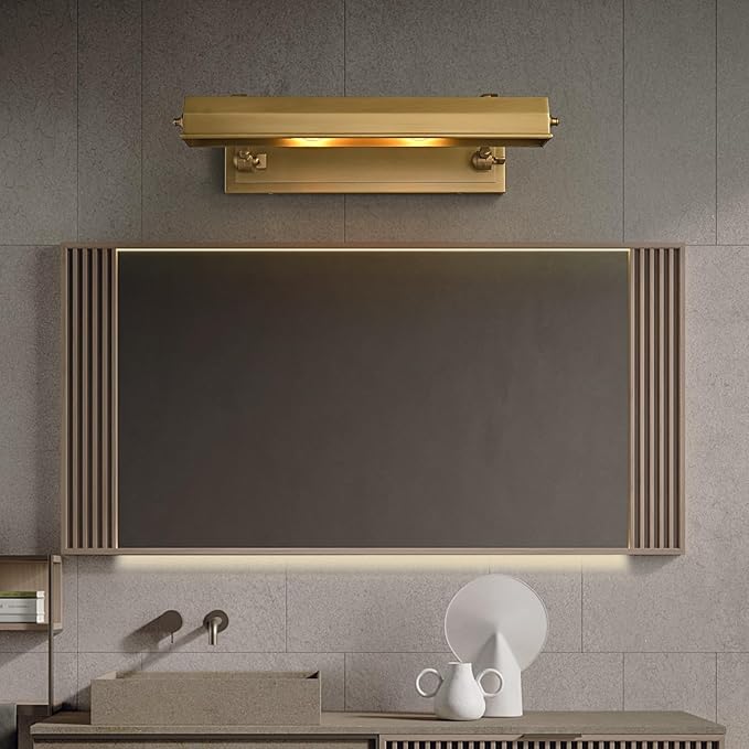 Brass Picture Light Picture Lights Gold Retro Art Light Vintage Picture Frame Lights E26 Bulb (Brushed Brass, 18 in)