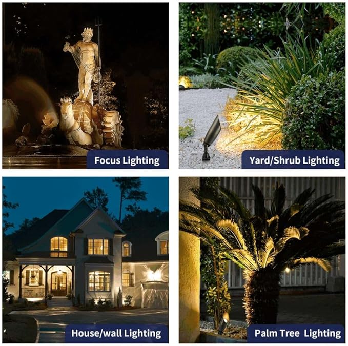 Gardenreet Spotlight Low Voltage LED - 12V Outdoor Ground Spot Light Fixture, Weather Proof Brass Landscape Lights, Hardwired Bronze for Flag Sign with Neutral White MR16 Removable Bulbs (10 Pack)