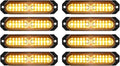 ASPL 8pcs Sync Feature Ultra Slim 12-LED Surface Mount Flashing Strobe Lights for Truck Car Vehicle LED Mini Grille Light Head Emergency Beacon Hazard Warning Lights (Amber)