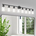 8-Light Black Vanity Lights, Modern Bathroom Light Fixtures with Clear Glass Shade, Wall Lamps for Mirror Kitchen Hallway Cabinet Living Room Sconces Lights - E26