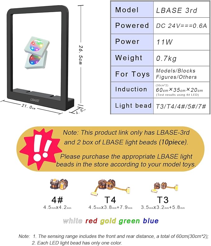 Wireless LED Light Set for Gundam MG Model Kits (PG/MG/RG/HG/MGSD) - 3rd Gen LED Units for Building Block Lamp Beads & Figures Models Lighting (LBASE-3rd gen)