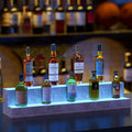 LED Lighted Liquor Bottle Display Shelf, 38 Inch Bar Display Shelf, DIY Illuminated Bottle Shelf with App & Remote Control, 2 Step Freestanding Holding Bottles for Home Bar, Party, Grey