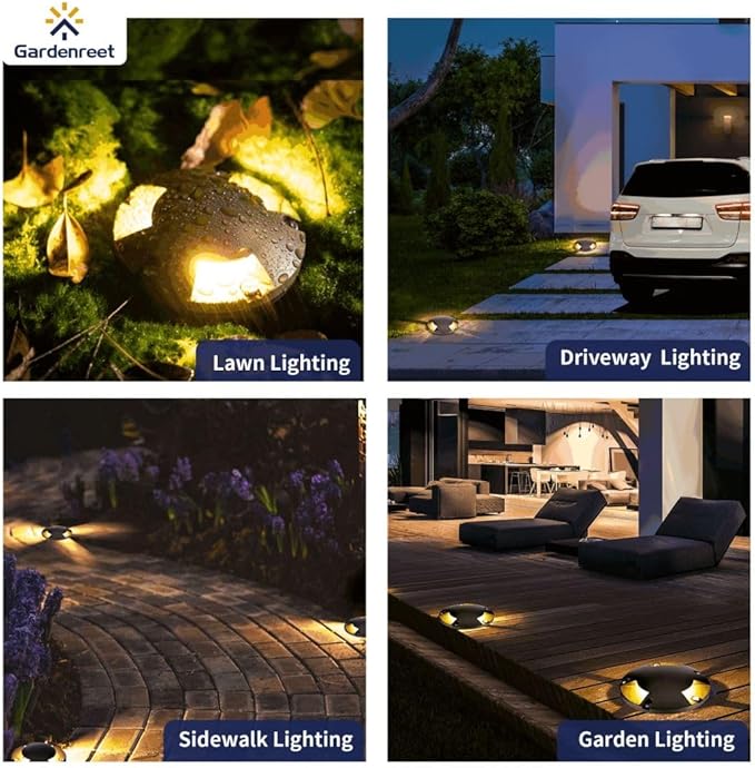 Gardenreet Well Lights Landscape LED - Brass Ip65 Replaceable Bulb Low Voltage In-Ground Lighting, 12V Wired Directional Fixture, Antique Bronze for Lawn Yard Patio with 5000K Daylight White MR16 Bulb