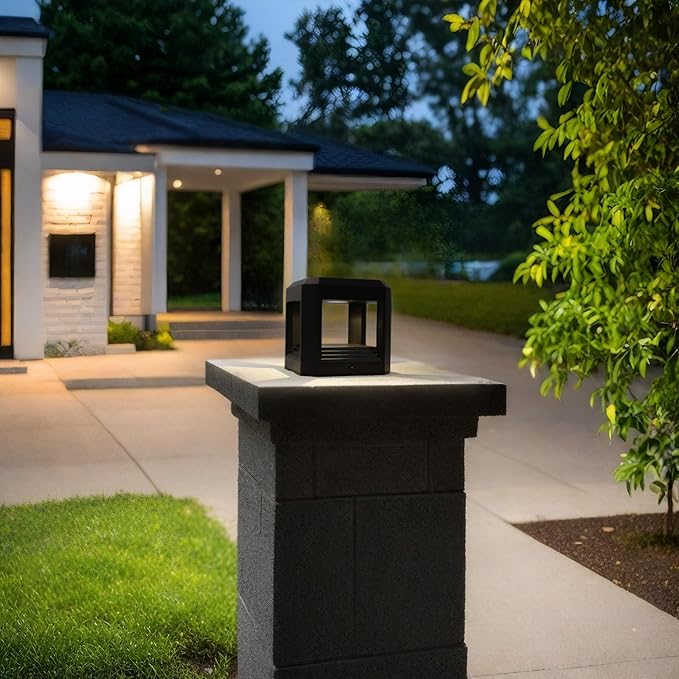 Outdoor Post Lights for Deck, Fence, and Yard - 5.94“ Hard Wired 120V Outdoor Column Lights, 13W 3000K LED Pillar Lights Outdoor for Garden Driveway Patio - ETL Listed Modern Exterior Lighting