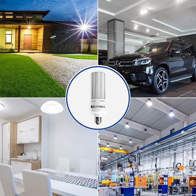 60w Led Light Bulb 500w Equivalent 7500lm 2Pack，5000K Daylight E26 Base，Bright White Bulbs for Warehouse Workshop Garage Stadium Outdoor Indoor High Ceiling