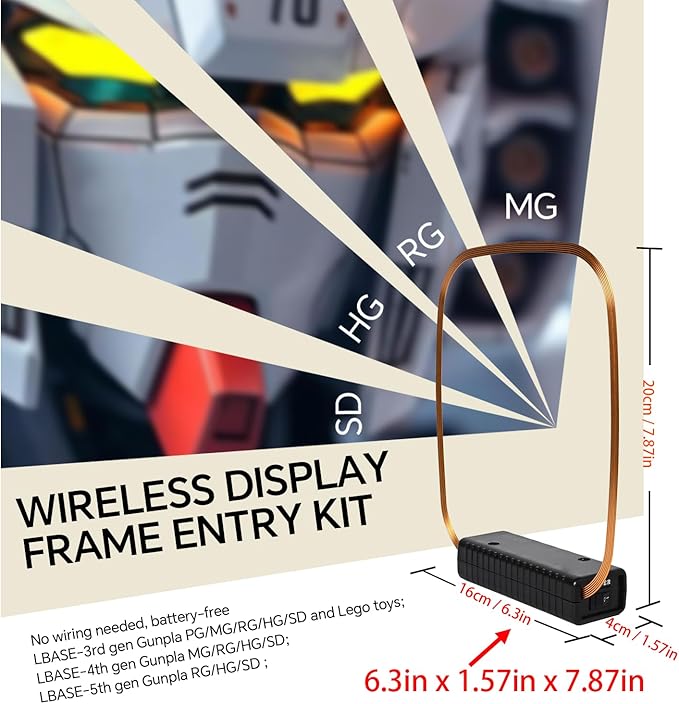 4th gen Wireless LED Light Set Compatible for Gundam MG Model, for Gunplas MG RG HG MGSD Q Kits, Wireless Induction LED Lights, Model Add Lamp Beads (LBASE-4th)