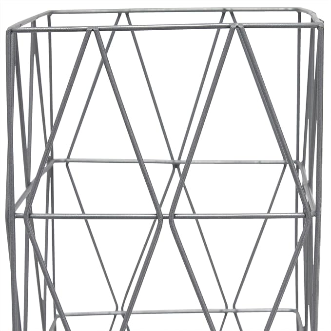 Modern Geometric Table Lamp - Metal Design - Gray Shade - 12" Tall - Home Accent Lighting