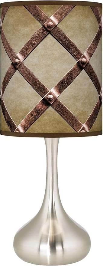 Metal Weave Giclee Modern Droplet Table Lamp with Print Shade
