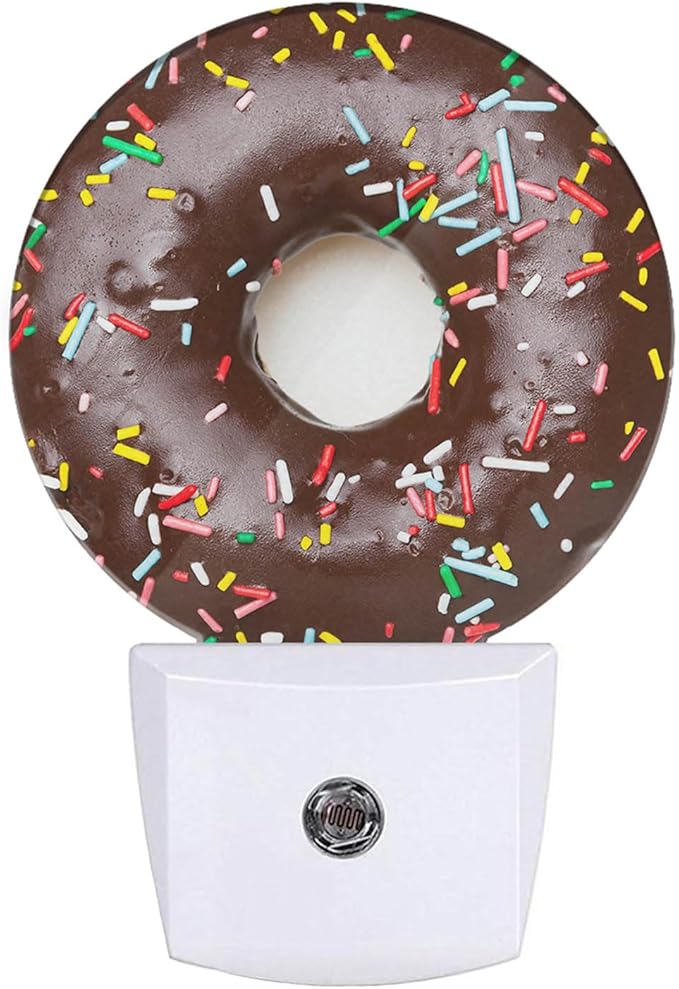 EKOBLA Chocolate Donuts Night Light, Donut Desserts Snacks Night Lights Plug into Wall for Boys Girls, Led Lamp for Stairway/Hallway/Bedroom 0.5W Nightlight Sleep Friendly