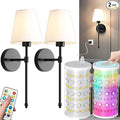 Wireless Wall Sconces Set of Two Battery Operated, Rechargeable Wall Lamp with 10000 mAh Dimmable Bulb & Remote, 10 Colors Wall Lights for Bedroom Living Room Hallway Wall Decor